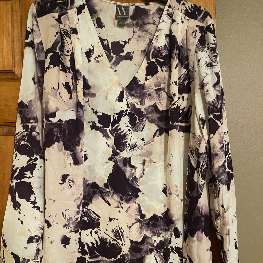 Worthington Purple and White Floral Blouse